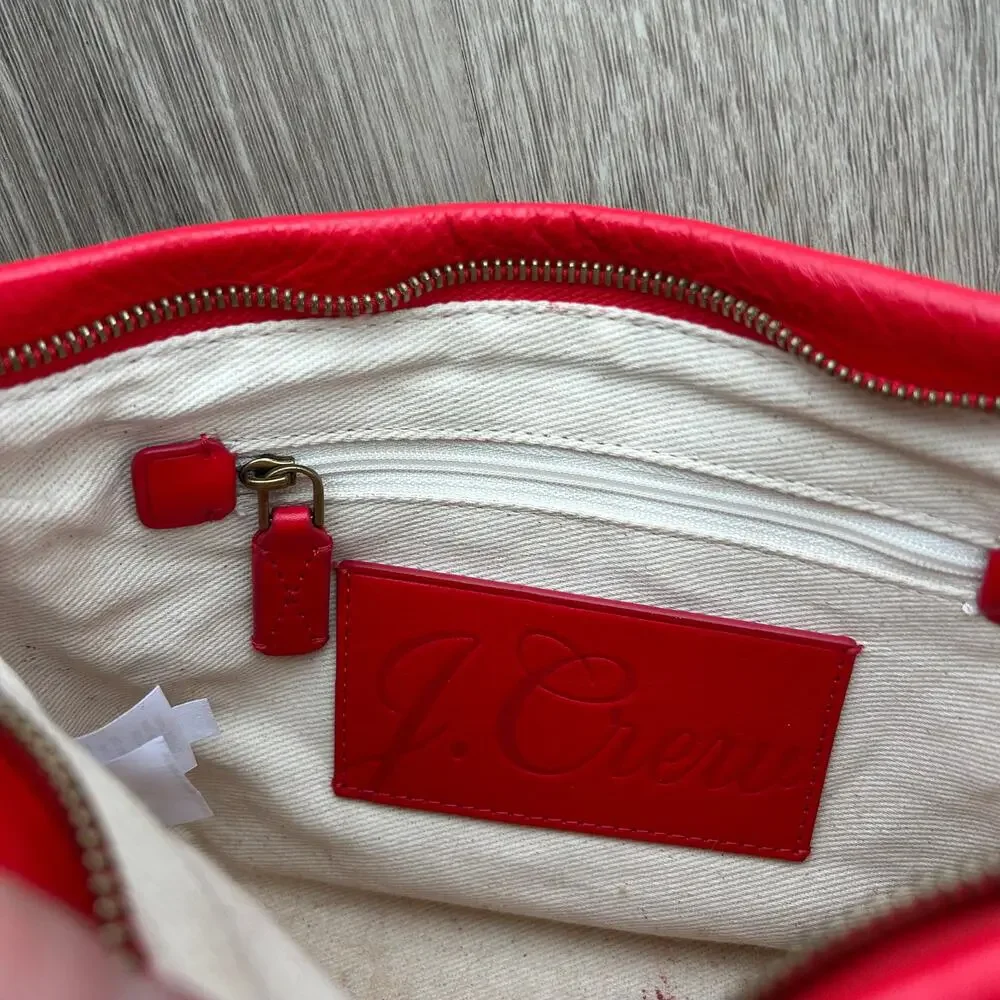 J.Crew Oslo Soft Leather Crossbody Bag Adjustable Strap Holiday Red
